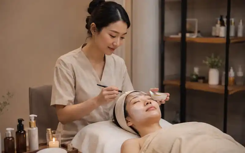 Professional beauty therapist providing a treatment