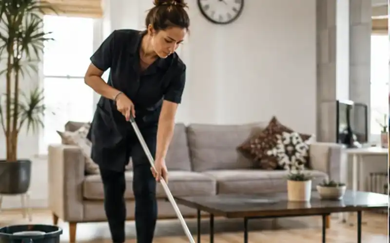 Professional cleaner working in a home